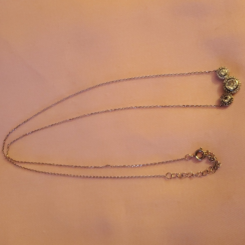 .925 silver necklace with faux diamond pendant set in .925 silver